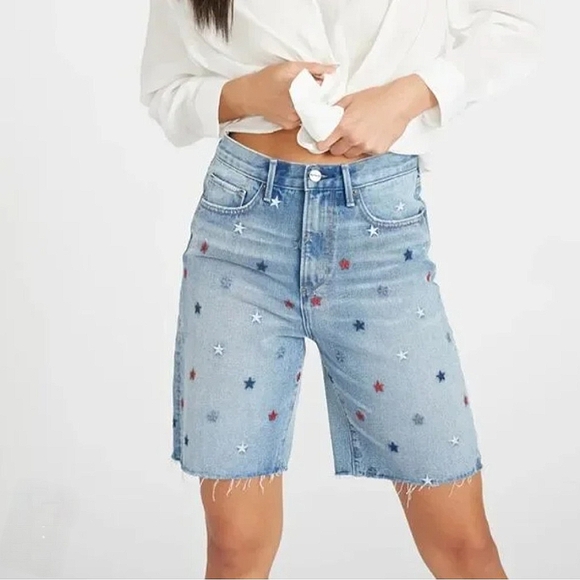 DRIFTWOOD Pants - Driftwood Embroidered Stars Bermuda Shorts Size 31 New With Tags